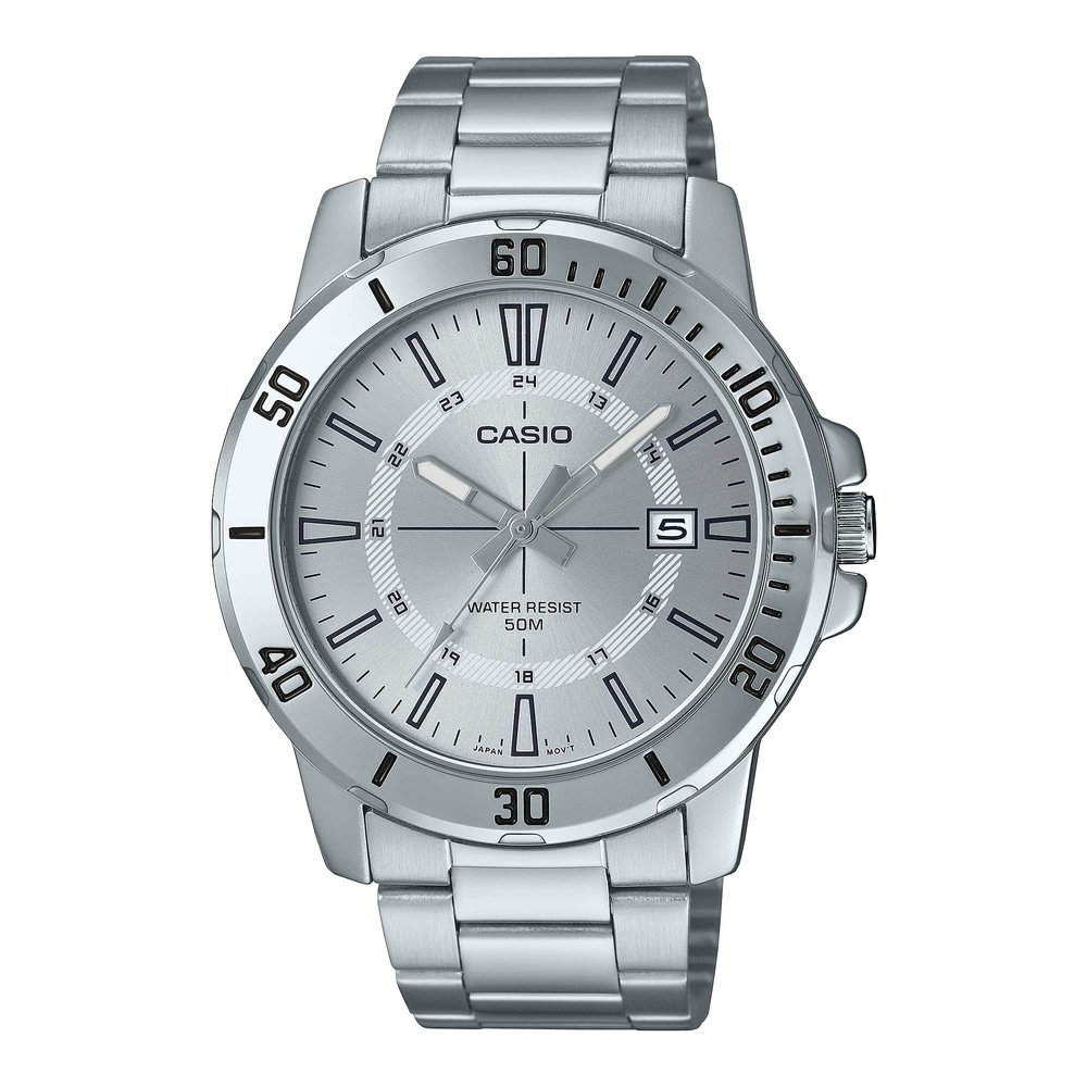 CASIO Orologio Elegante MTP-VD01D-7CVUDF, Movimento Al Quarzo Giapponese, Cassa E Bracciale In Acciaio Inox, Datario, Impermeabile 50m